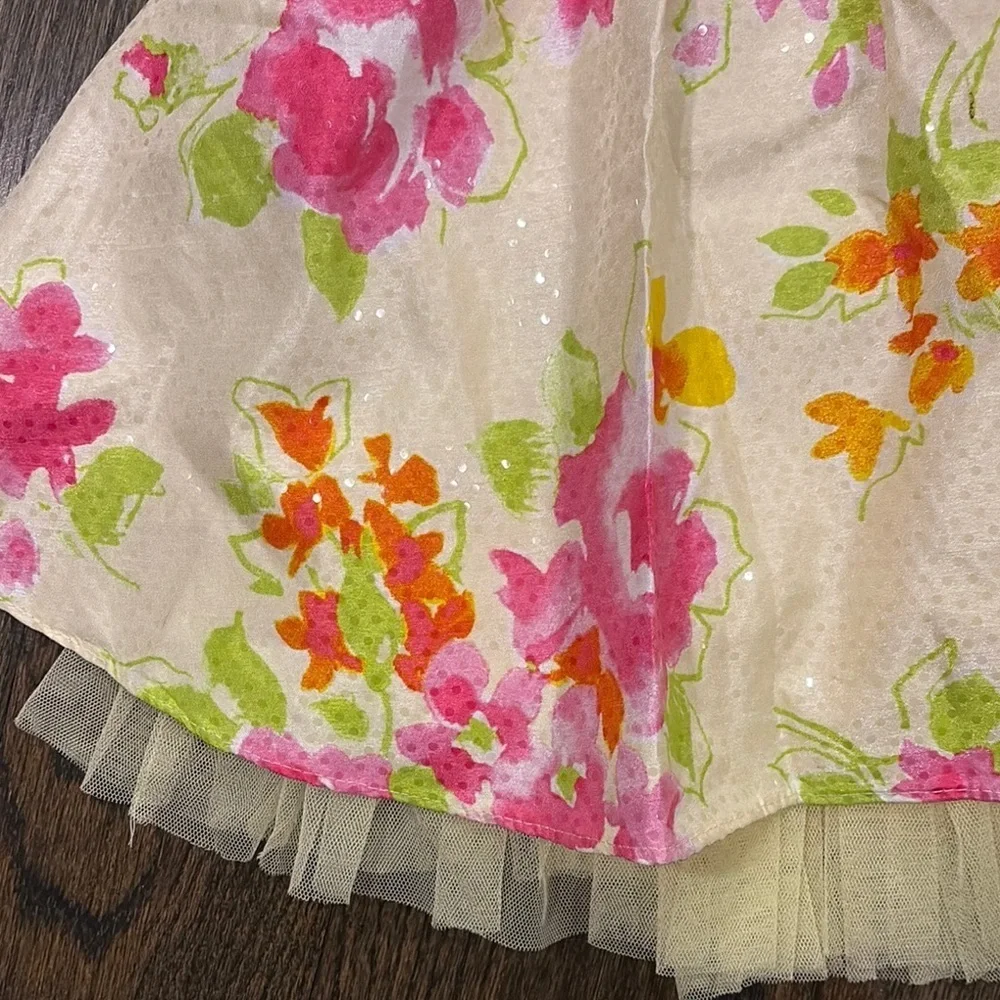 Floral Kids Dress with Pink and Orange Accents size 3T